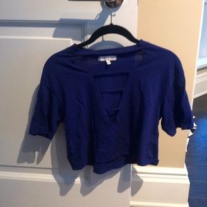Blue deep v-neck crop top